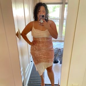 Shopstarlow blush and white tie dye slip dress
